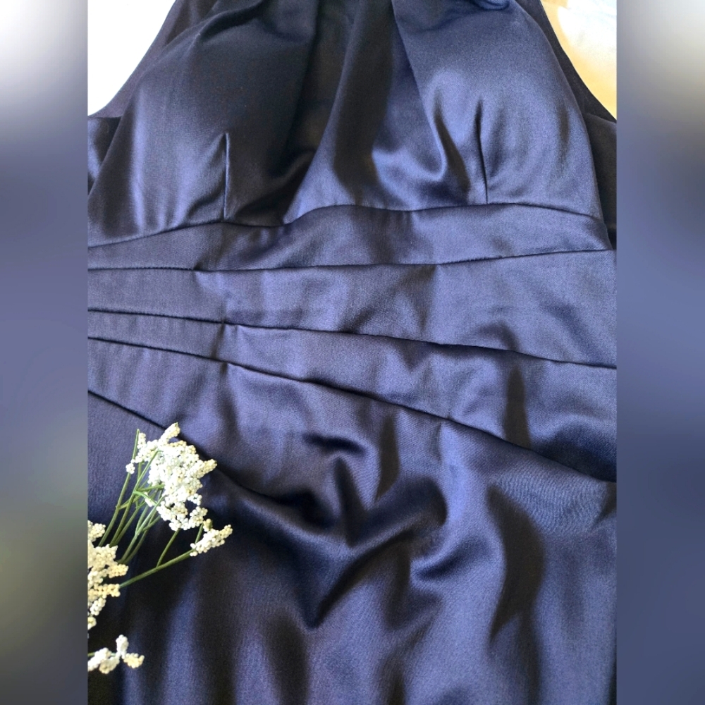 Blue Sleeveless Pleated Sheath Dress Size 8 - Picture 6 of 14